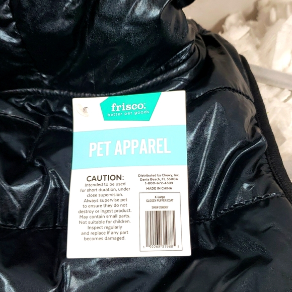 Frisco Glossy Black Insulated Dog Puffer Coat - Picture 3 of 9